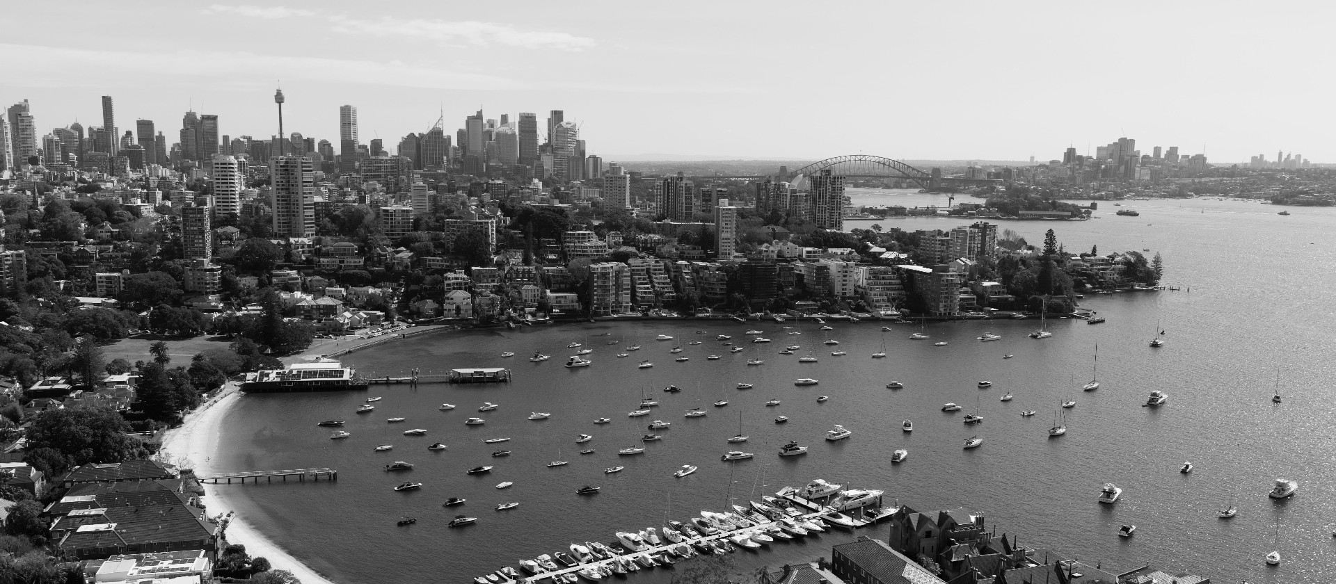 Sydney harbour and skyline with the Harbour Bridge